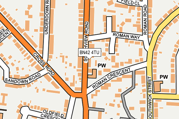 BN42 4TU map - OS OpenMap – Local (Ordnance Survey)