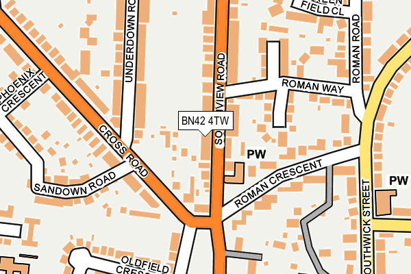 BN42 4TW map - OS OpenMap – Local (Ordnance Survey)