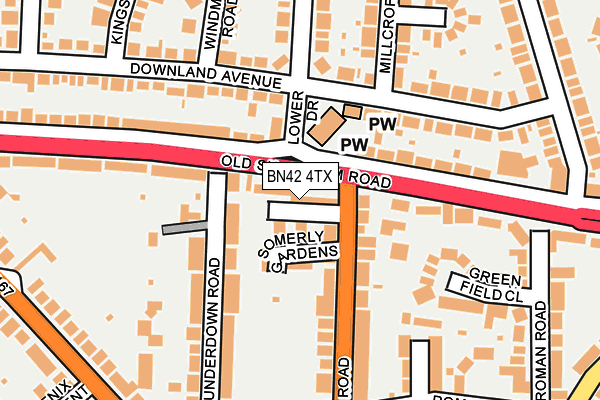 BN42 4TX map - OS OpenMap – Local (Ordnance Survey)