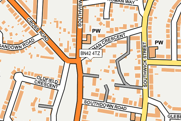 BN42 4TZ map - OS OpenMap – Local (Ordnance Survey)