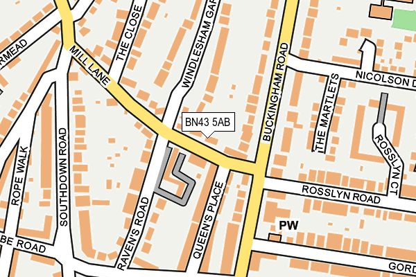 BN43 5AB map - OS OpenMap – Local (Ordnance Survey)