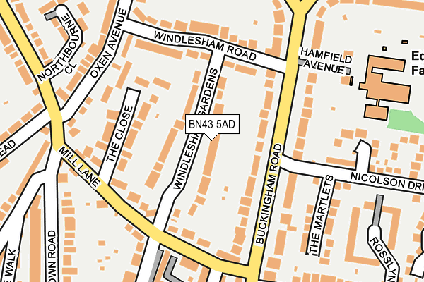 BN43 5AD map - OS OpenMap – Local (Ordnance Survey)