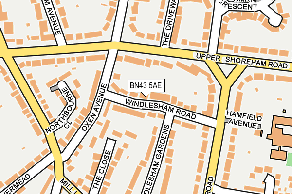 BN43 5AE map - OS OpenMap – Local (Ordnance Survey)