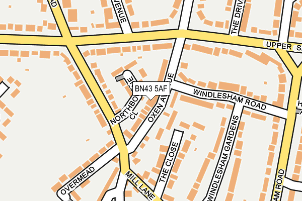 BN43 5AF map - OS OpenMap – Local (Ordnance Survey)