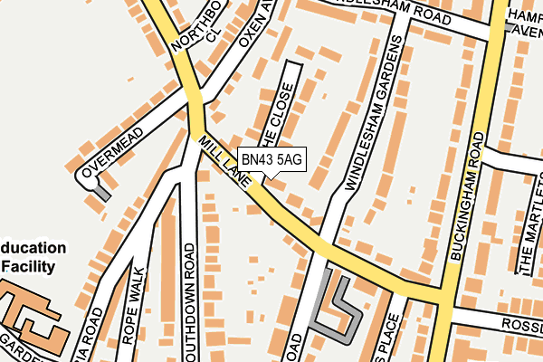 BN43 5AG map - OS OpenMap – Local (Ordnance Survey)