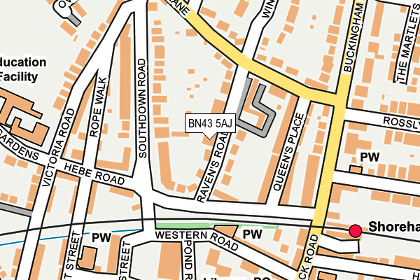 BN43 5AJ map - OS OpenMap – Local (Ordnance Survey)