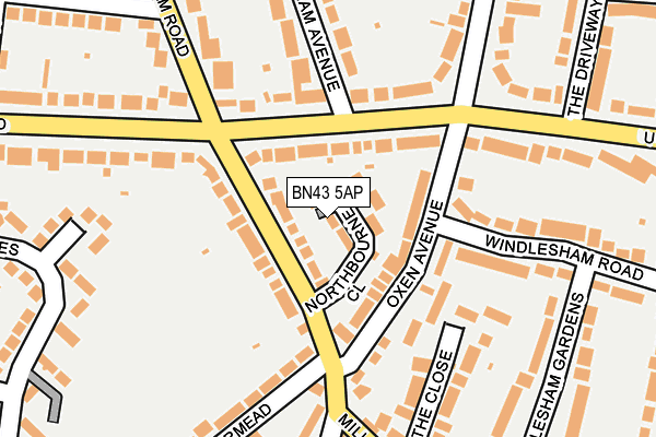 BN43 5AP map - OS OpenMap – Local (Ordnance Survey)