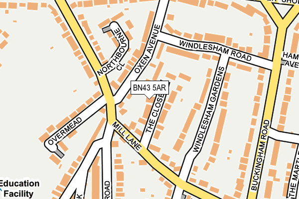 BN43 5AR map - OS OpenMap – Local (Ordnance Survey)