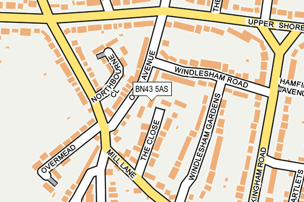 BN43 5AS map - OS OpenMap – Local (Ordnance Survey)
