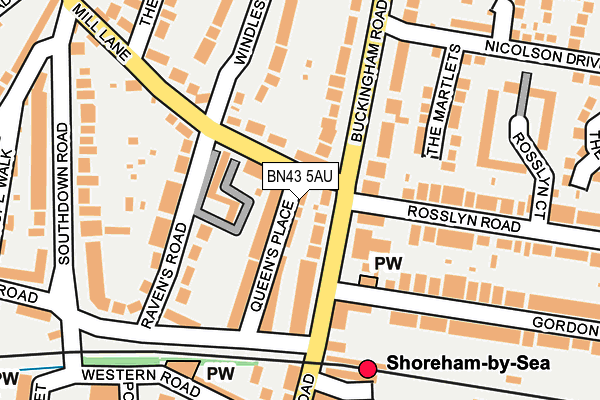 BN43 5AU map - OS OpenMap – Local (Ordnance Survey)