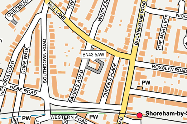 BN43 5AW map - OS OpenMap – Local (Ordnance Survey)