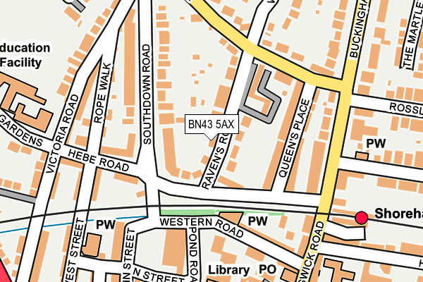 BN43 5AX map - OS OpenMap – Local (Ordnance Survey)