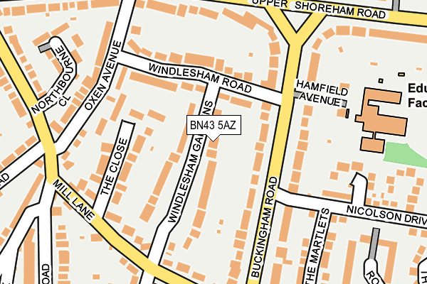 BN43 5AZ map - OS OpenMap – Local (Ordnance Survey)
