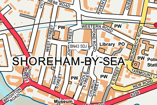 BN43 5DJ map - OS OpenMap – Local (Ordnance Survey)