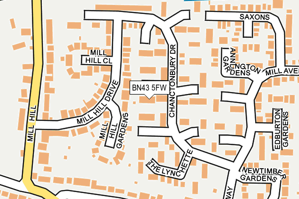 BN43 5FW map - OS OpenMap – Local (Ordnance Survey)
