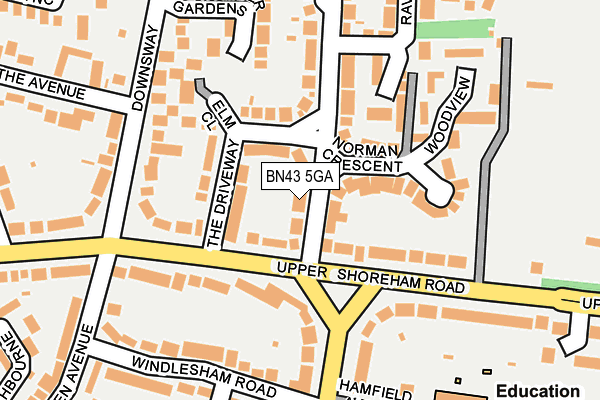 BN43 5GA map - OS OpenMap – Local (Ordnance Survey)