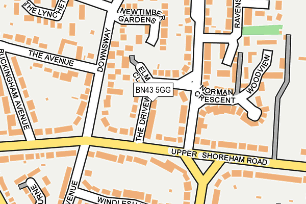 BN43 5GG map - OS OpenMap – Local (Ordnance Survey)