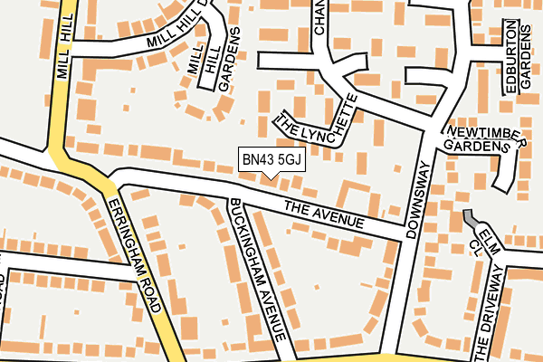 BN43 5GJ map - OS OpenMap – Local (Ordnance Survey)