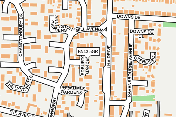 BN43 5GR map - OS OpenMap – Local (Ordnance Survey)
