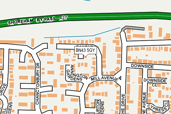BN43 5GY map - OS OpenMap – Local (Ordnance Survey)