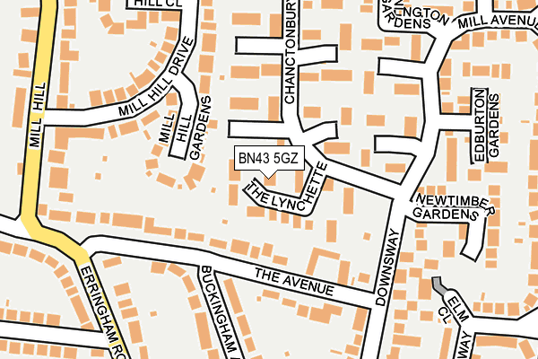 BN43 5GZ map - OS OpenMap – Local (Ordnance Survey)