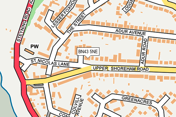 BN43 5NE map - OS OpenMap – Local (Ordnance Survey)