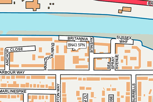BN43 5PN map - OS OpenMap – Local (Ordnance Survey)