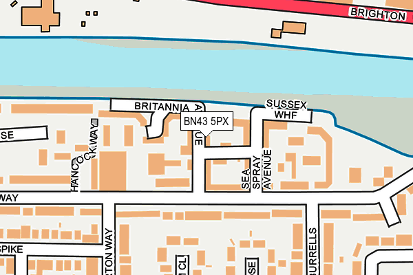 BN43 5PX map - OS OpenMap – Local (Ordnance Survey)