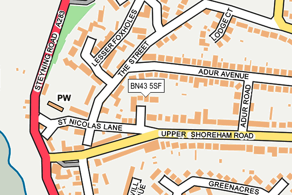 BN43 5SF map - OS OpenMap – Local (Ordnance Survey)
