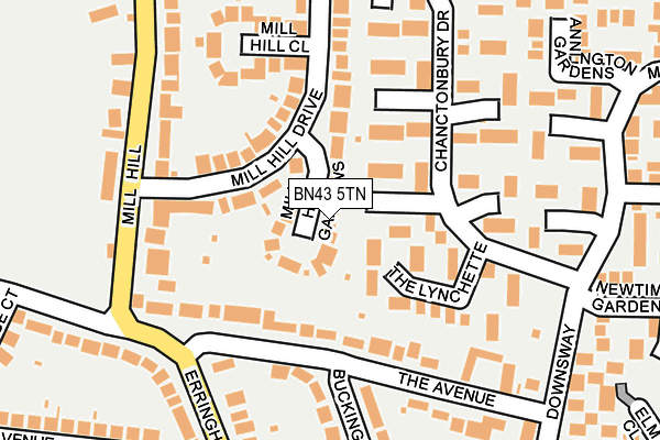 BN43 5TN map - OS OpenMap – Local (Ordnance Survey)