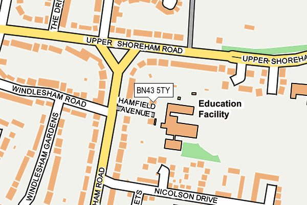 BN43 5TY map - OS OpenMap – Local (Ordnance Survey)