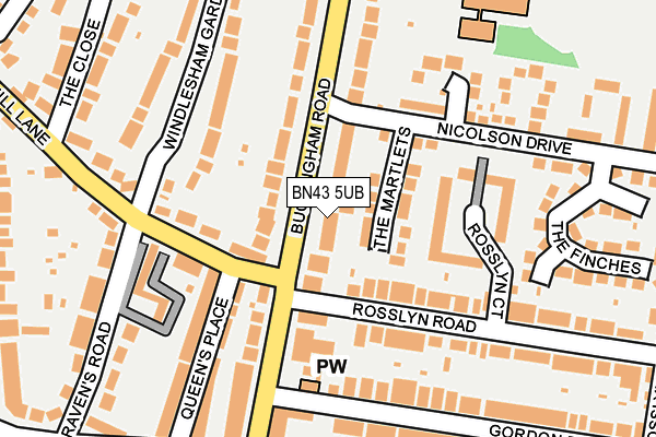 BN43 5UB map - OS OpenMap – Local (Ordnance Survey)