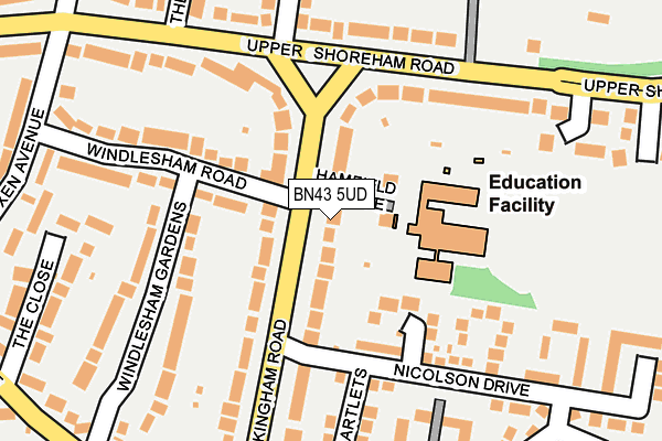 BN43 5UD map - OS OpenMap – Local (Ordnance Survey)