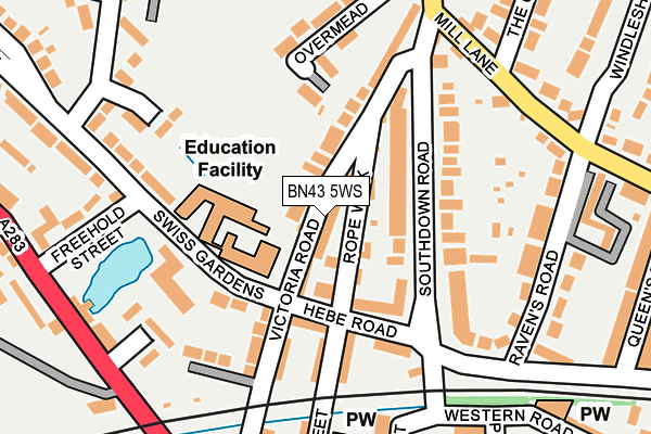 BN43 5WS map - OS OpenMap – Local (Ordnance Survey)