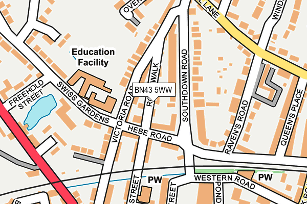 BN43 5WW map - OS OpenMap – Local (Ordnance Survey)