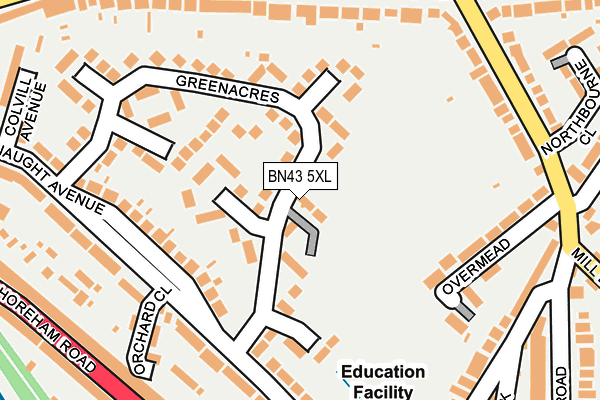 BN43 5XL map - OS OpenMap – Local (Ordnance Survey)