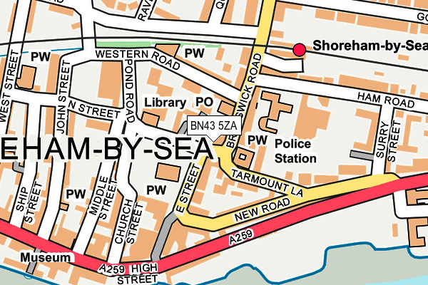 BN43 5ZA map - OS OpenMap – Local (Ordnance Survey)