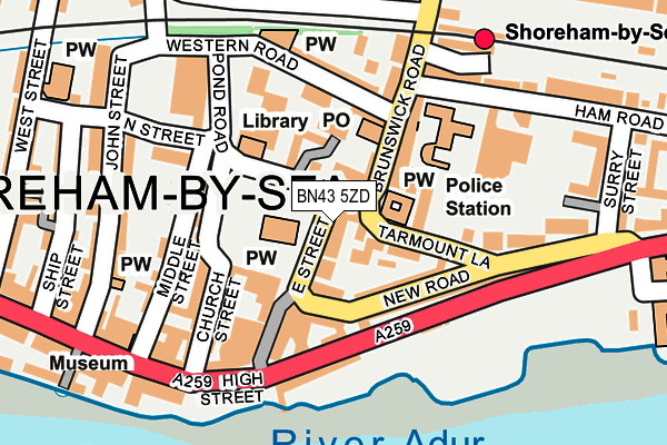 BN43 5ZD map - OS OpenMap – Local (Ordnance Survey)