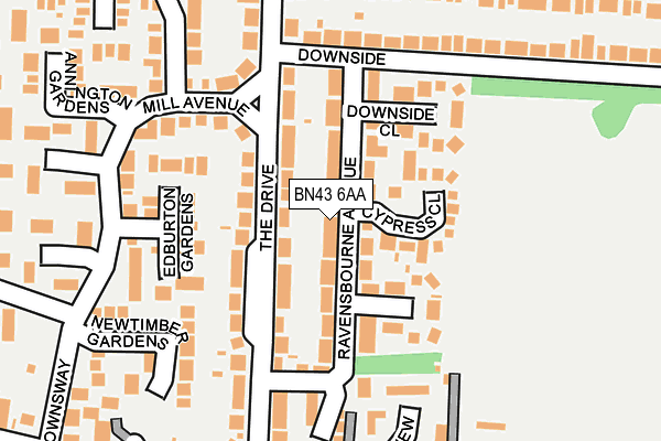 BN43 6AA map - OS OpenMap – Local (Ordnance Survey)