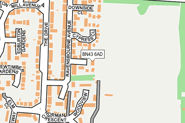 BN43 6AD map - OS OpenMap – Local (Ordnance Survey)