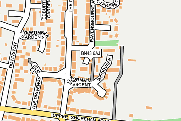 BN43 6AJ map - OS OpenMap – Local (Ordnance Survey)