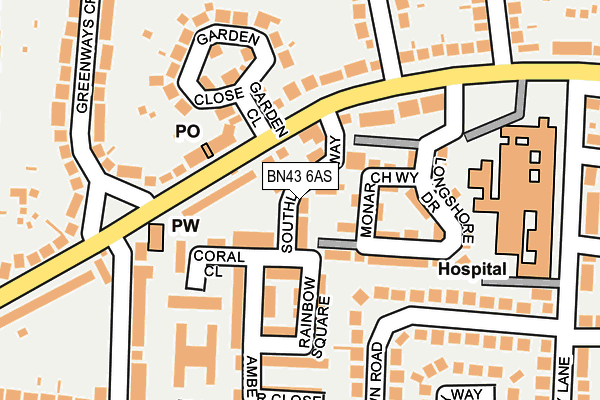 BN43 6AS map - OS OpenMap – Local (Ordnance Survey)