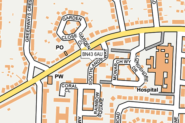 BN43 6AU map - OS OpenMap – Local (Ordnance Survey)
