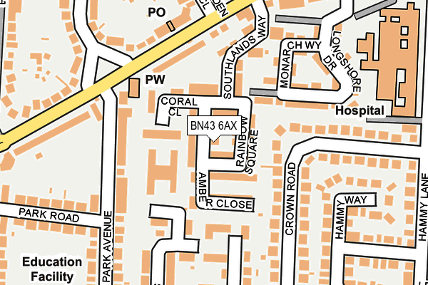 BN43 6AX map - OS OpenMap – Local (Ordnance Survey)