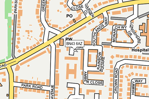 BN43 6AZ map - OS OpenMap – Local (Ordnance Survey)