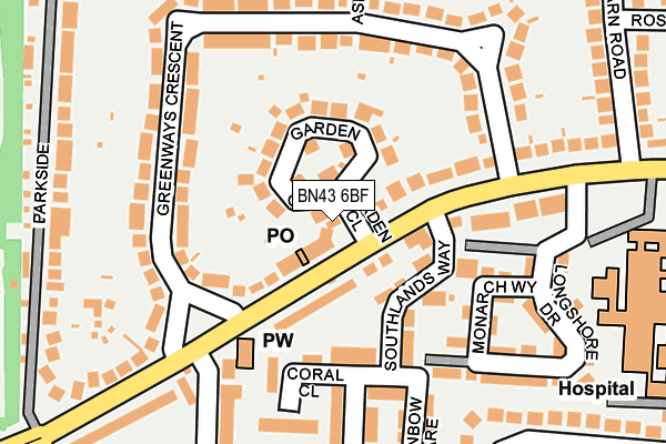 BN43 6BF map - OS OpenMap – Local (Ordnance Survey)