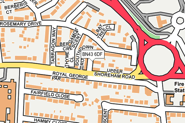 BN43 6DF map - OS OpenMap – Local (Ordnance Survey)