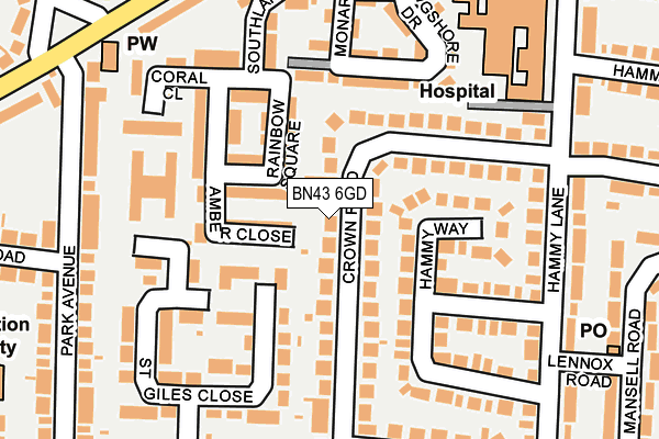 BN43 6GD map - OS OpenMap – Local (Ordnance Survey)
