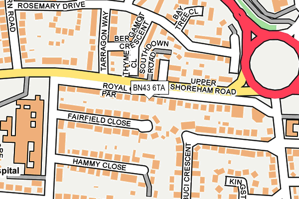 BN43 6TA map - OS OpenMap – Local (Ordnance Survey)