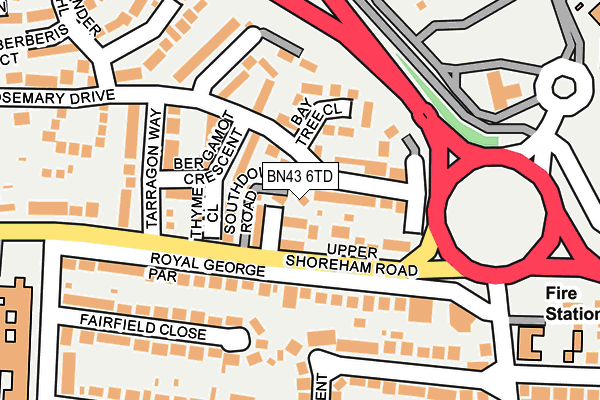 BN43 6TD map - OS OpenMap – Local (Ordnance Survey)